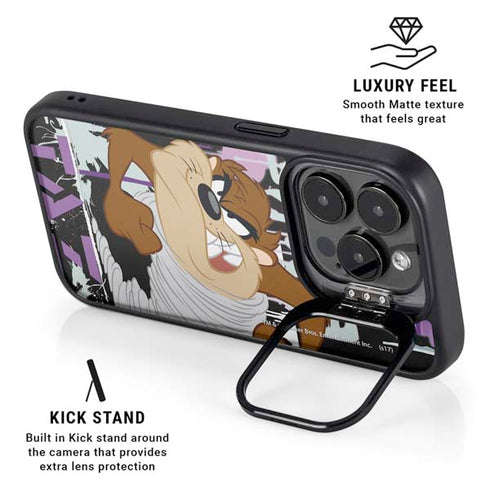Looney Tunes Splatter Paint Tasmanian Devil iPhone 16 Pro Kickstand Case
